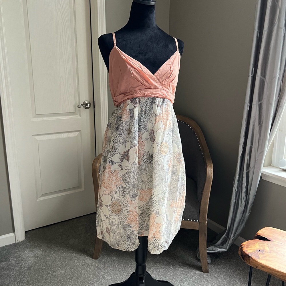 To the Max Pink and Cream Linen Dress with Pockets